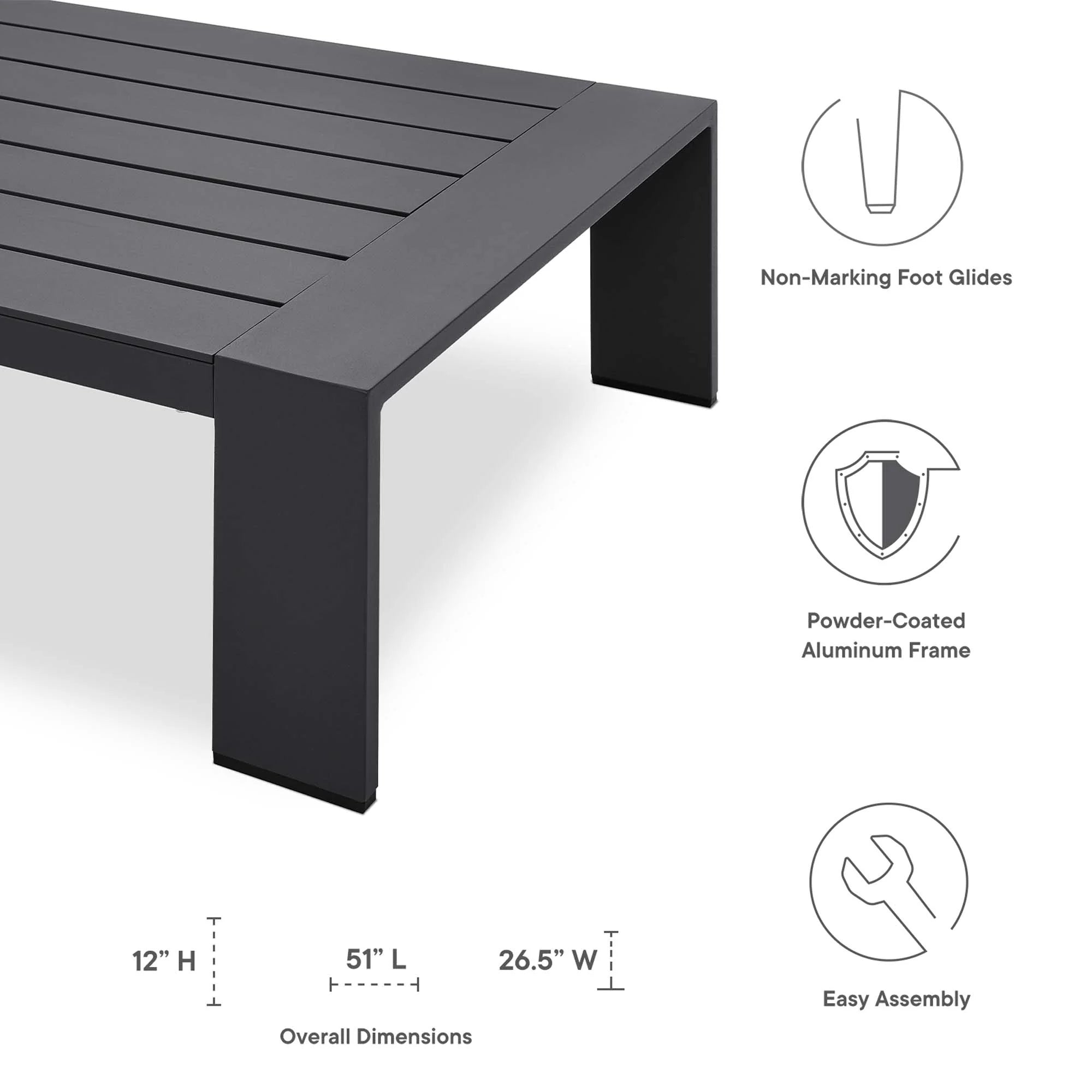 Tahoe 4-Piece Outdoor Patio Powder-Coated Aluminum Set in Gray Charcoal