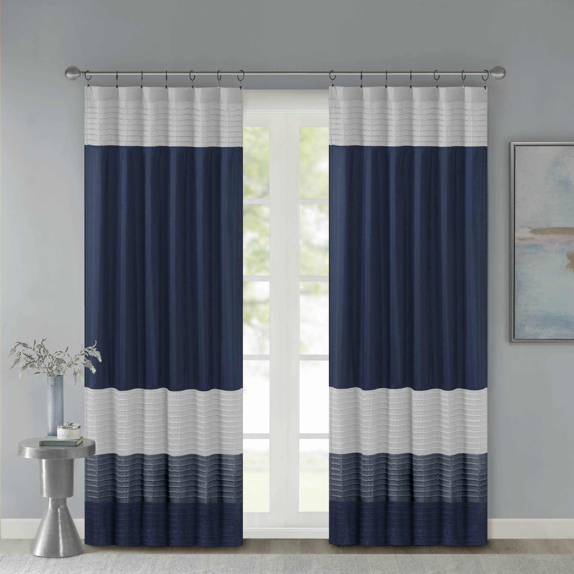 Amherst - 84" Polyoni Pintuck Window Panel - Navy
