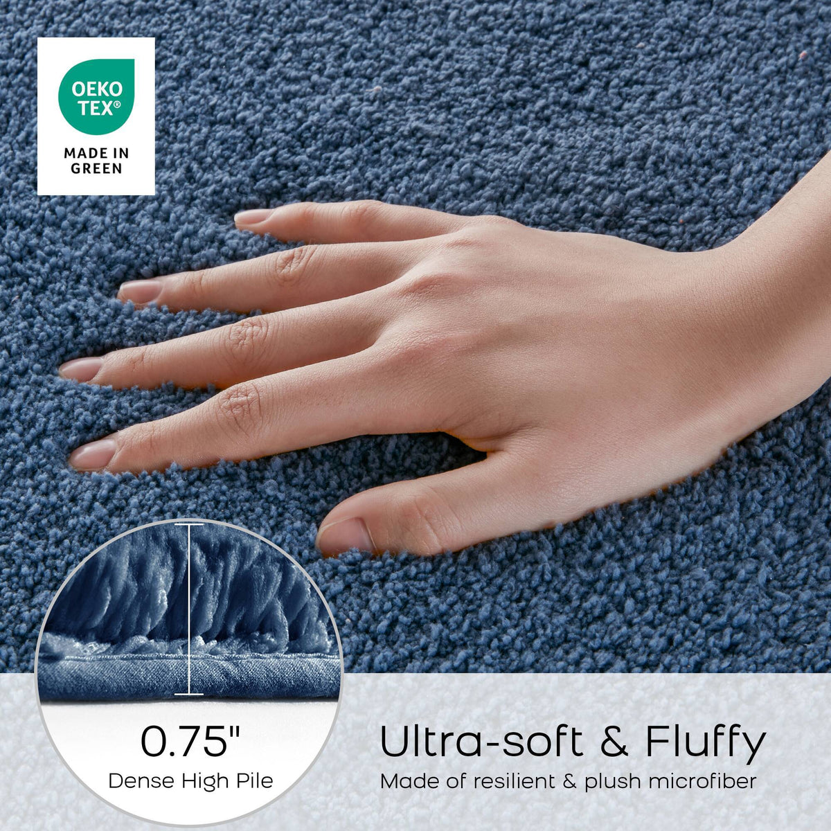 Marshmallow - 20" x 30" Bath Rug - Navy