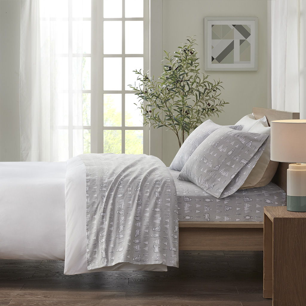 Cozy Flannel - 100% Printed Sheet Set - Bear