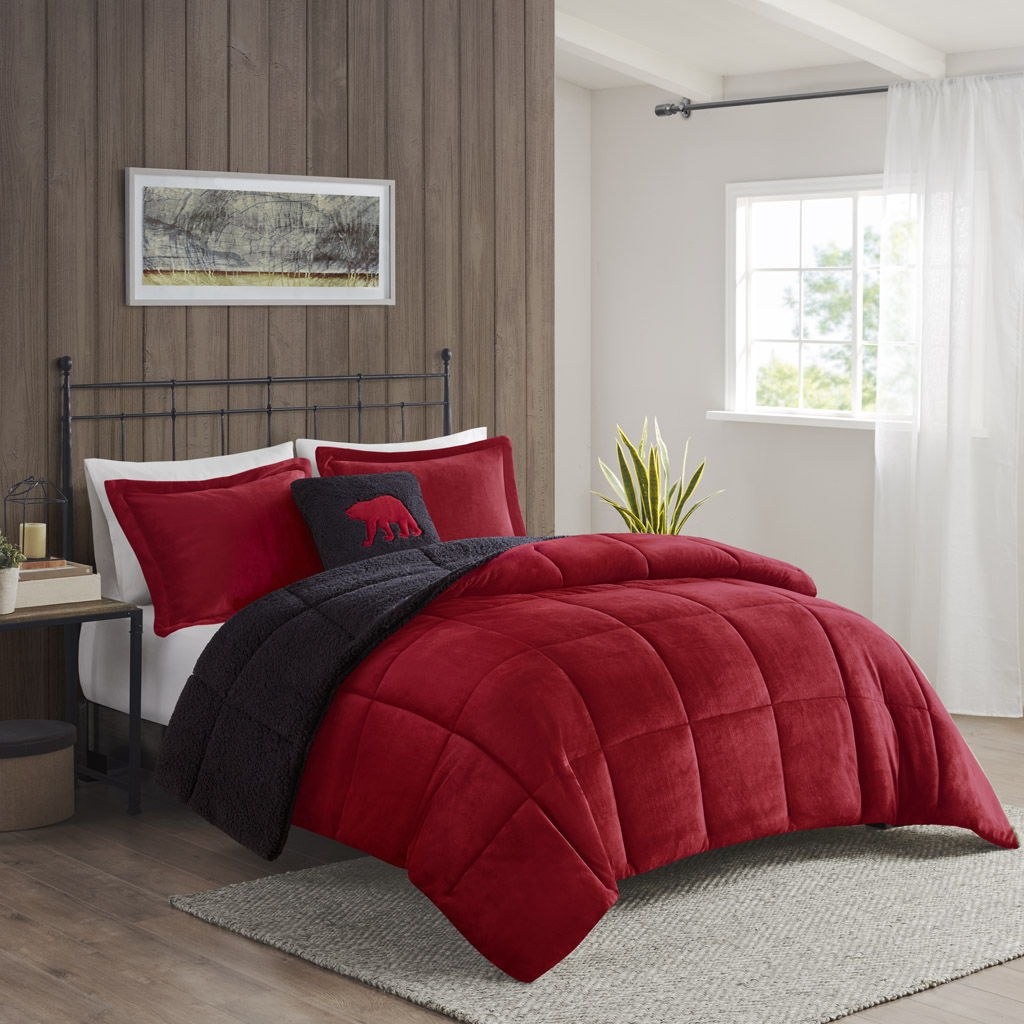 Alton - Down Alternative Comforter Set - Red / Black