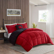 Alton - Down Alternative Comforter Set - Red / Black