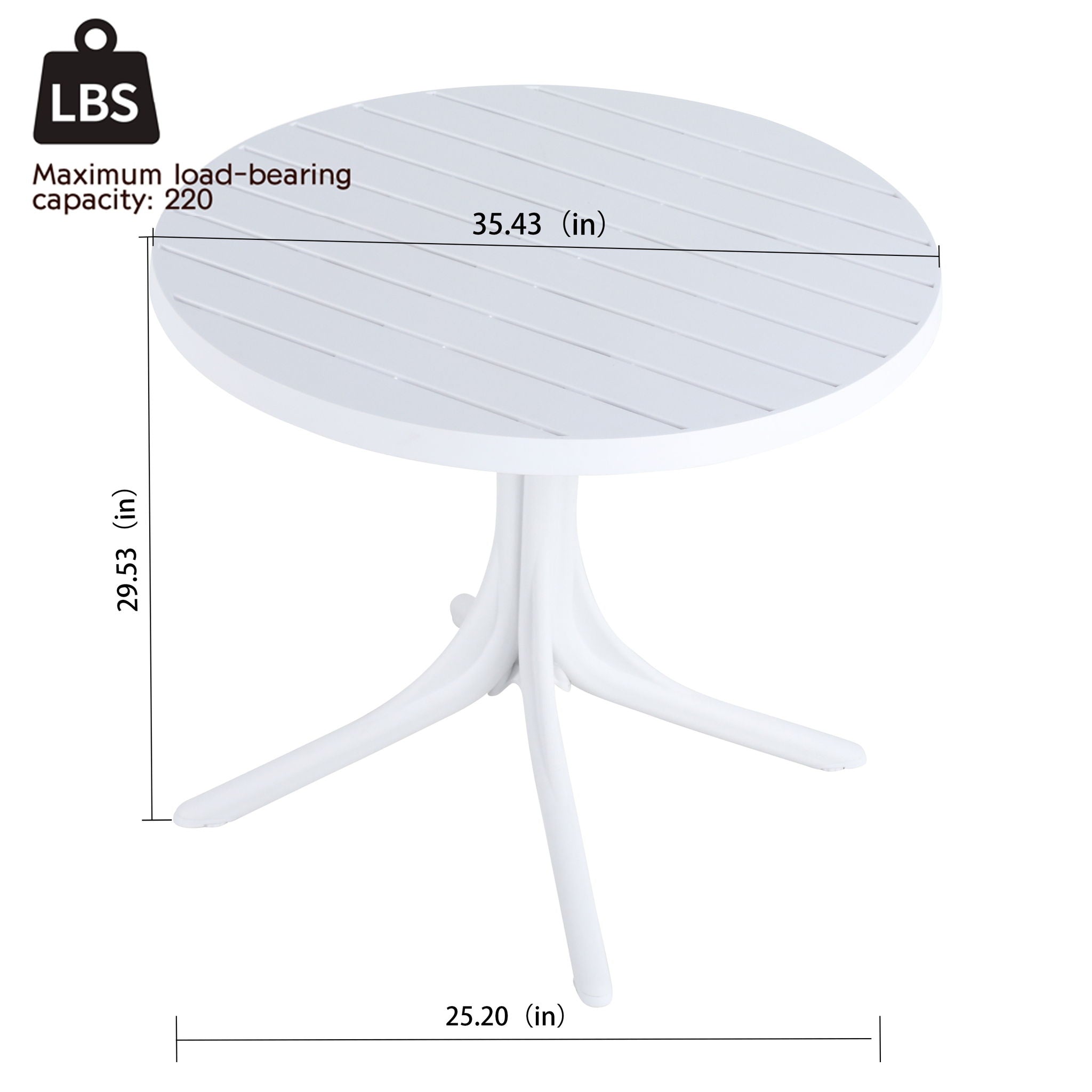 Modern Round Table, Waterproof, UV Resistant And Durable - White