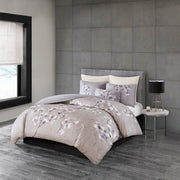 Sakura Blossom - King 3 Piece Sateen Printed Comforter Set - Lilac