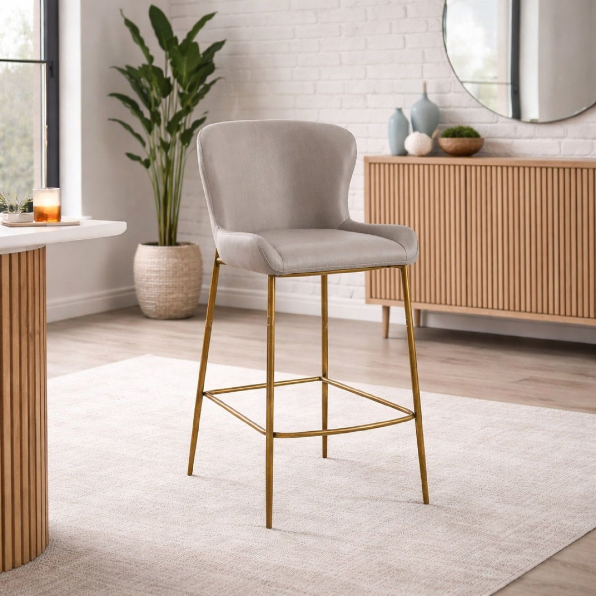 Modern Counter Stool With Upholstered Seat
