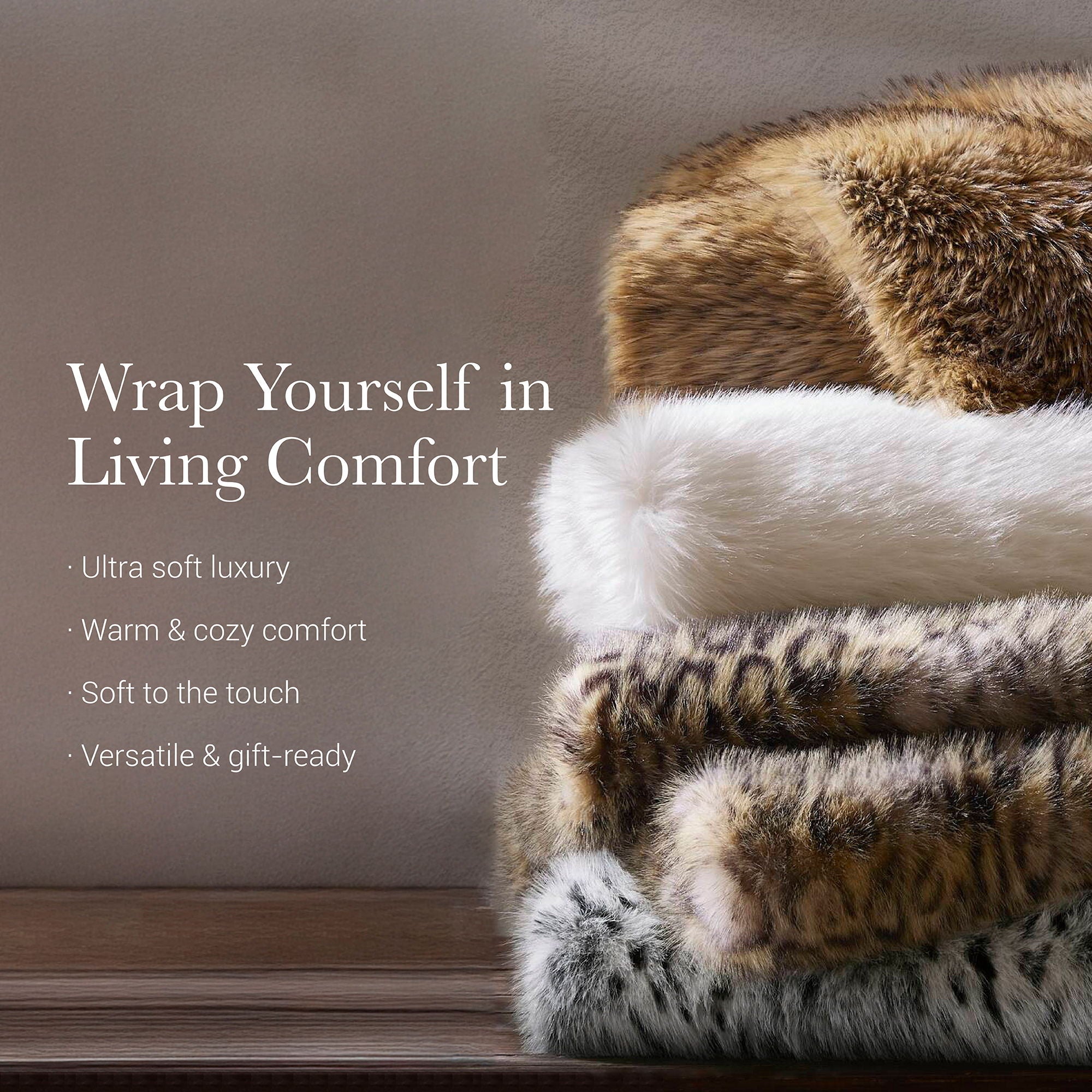 Botswana Animal - 60x80" Faux Fur Throw Blanket - Bobcat