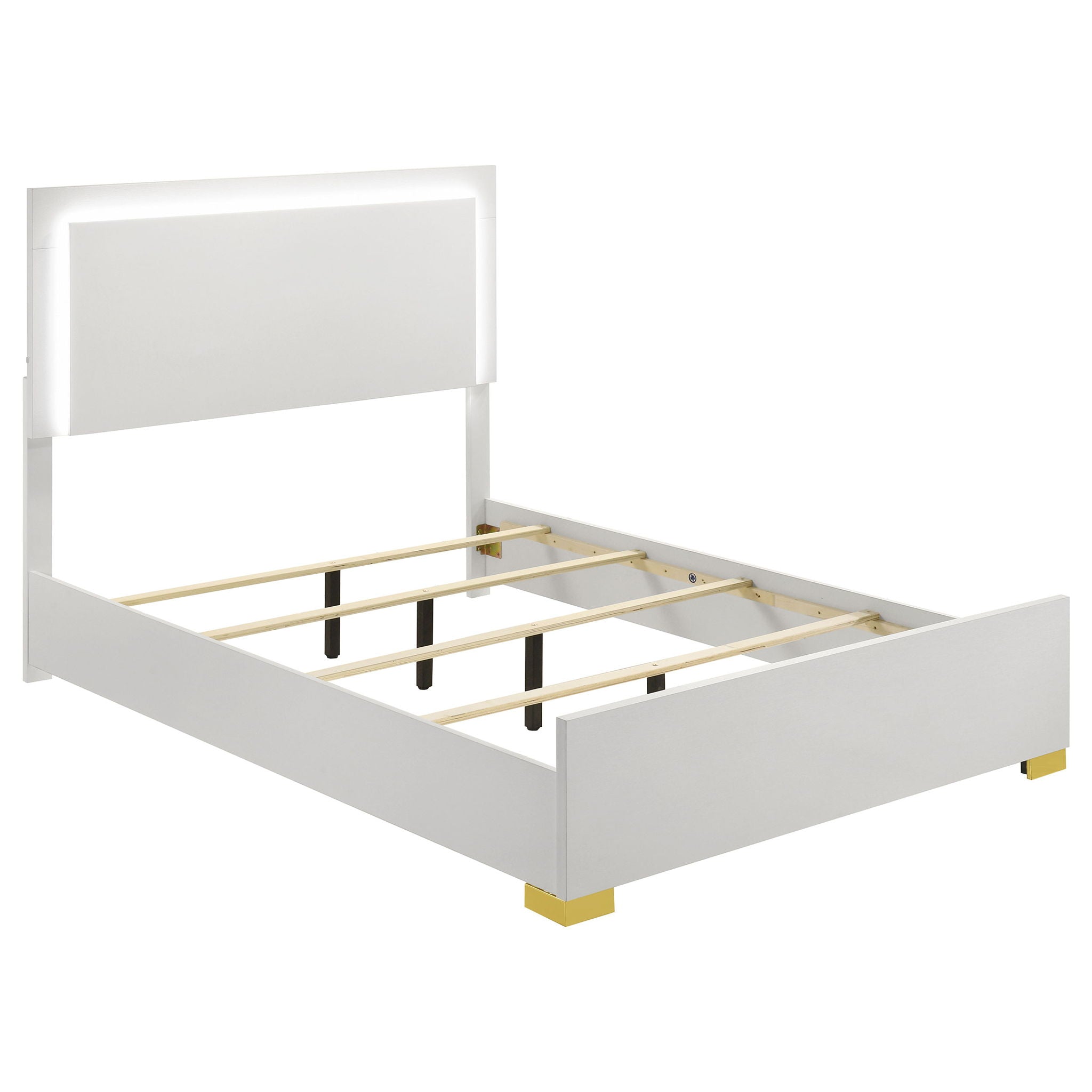 Full LED Panel Bed With Touch Activated Lighting - White