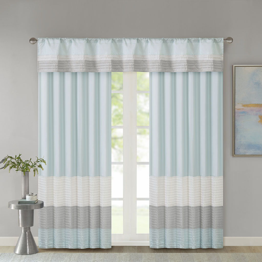 Amherst - Polyoni Pintuck Valance - Aqua