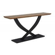 Entryway Console Table With Cross Legs Design - Natural / Espresso
