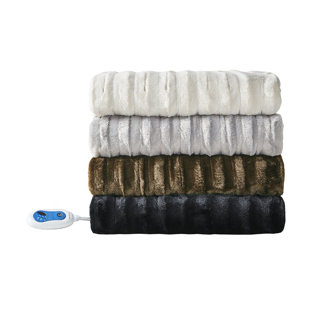 Heated Duke - Faux Fur Heated Throw - Black