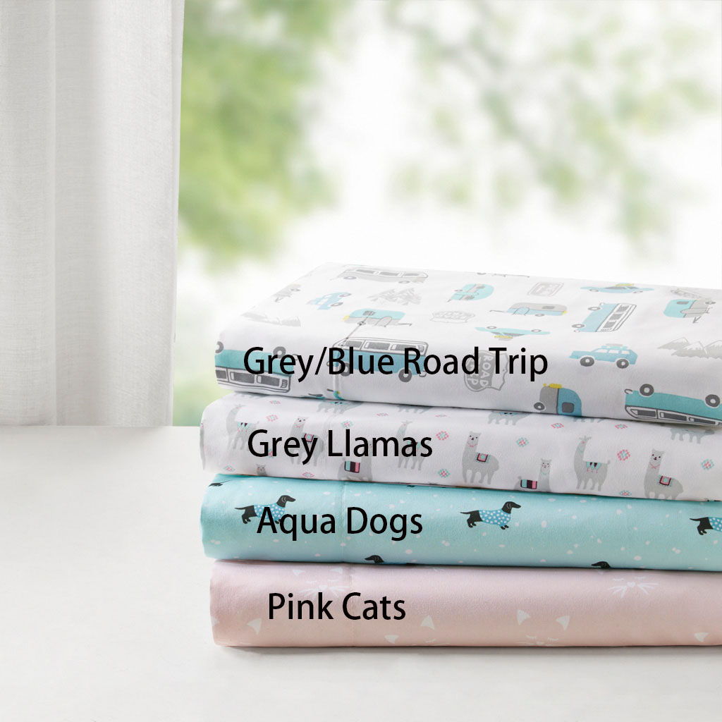 Novelty - Queen Printed Sheet Set - Aqua Dogs