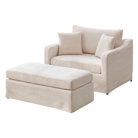 Accent Chair With Ottoman, Includes 2 Bolster Pillows
