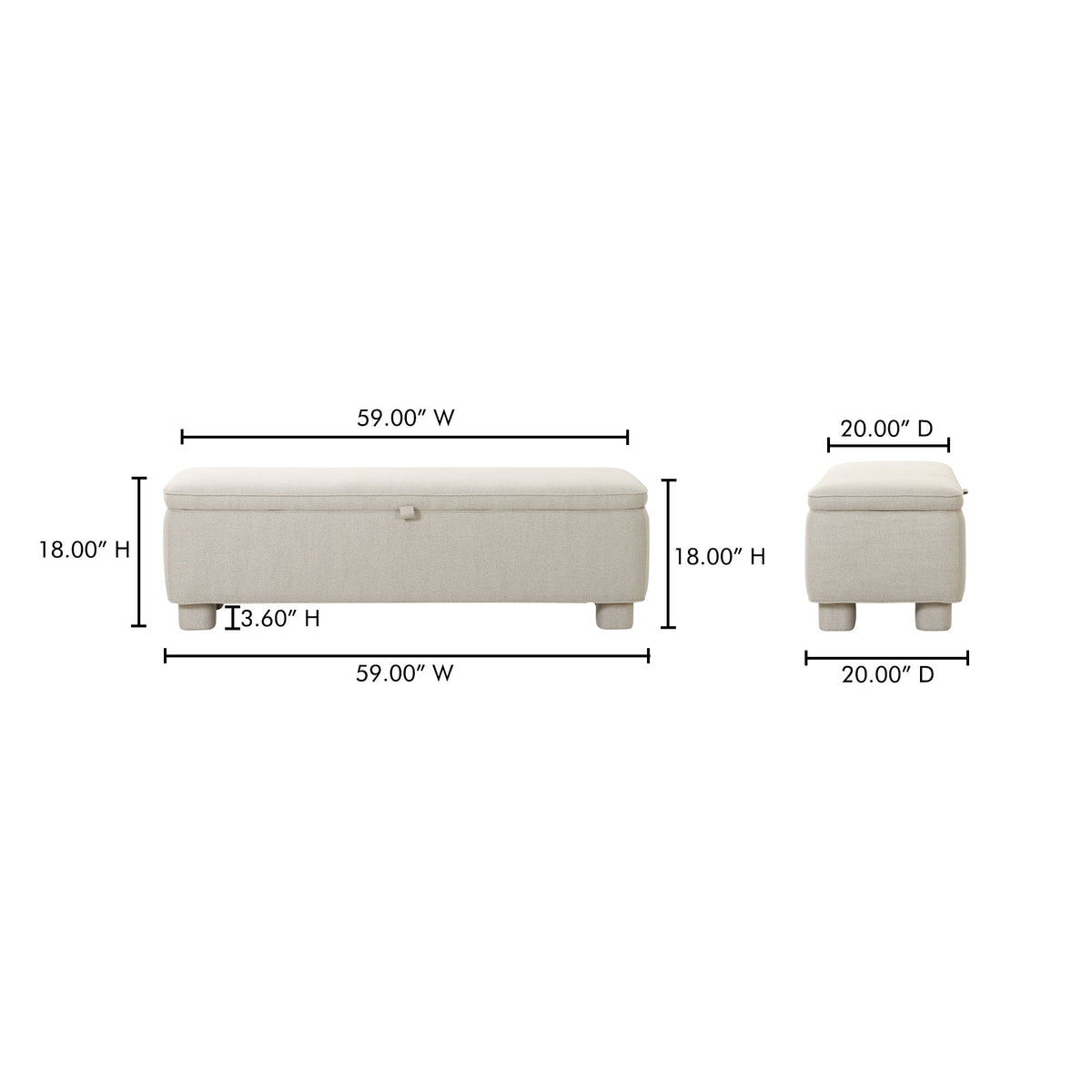 Ichigo - Storage Bench - Light Gray