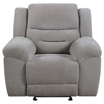 Sebring - Upholstered Glider Recliner Chair With Manual Recline And Smooth Gliding Motion - Gray