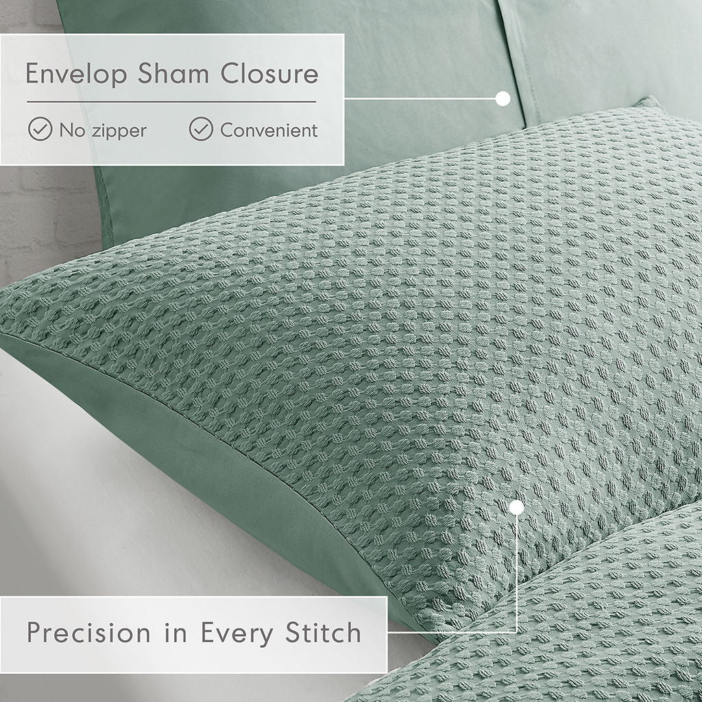 Mina - Twin/Twin XL Weave Textured Duvet Cover Set - Sage Green