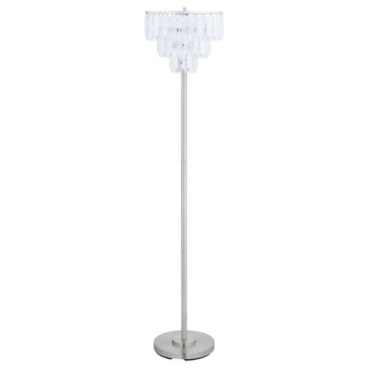 Base Floor Lamp With Crystal Shade - Silver