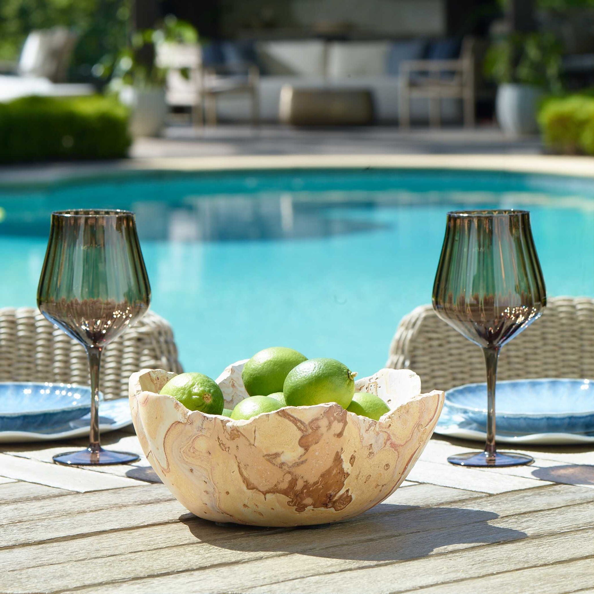 Sahara - Bloom Indoor-Outdoor Stone Bowl - Russet / Ivory / Sand