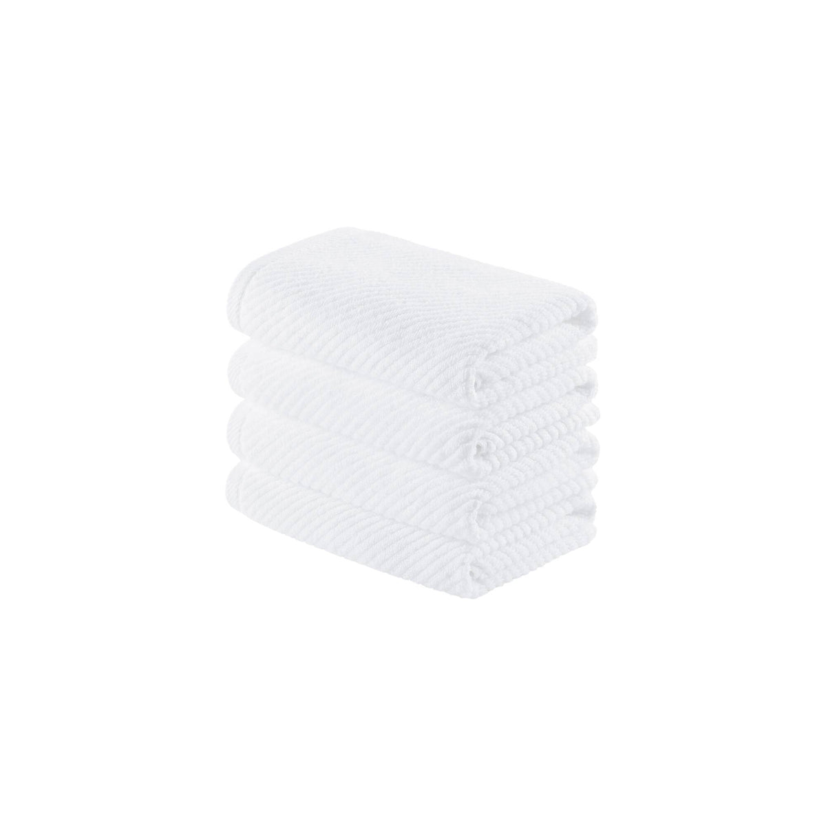 Diagonal Ribbed - 4 Piece Hand Towels Set - White