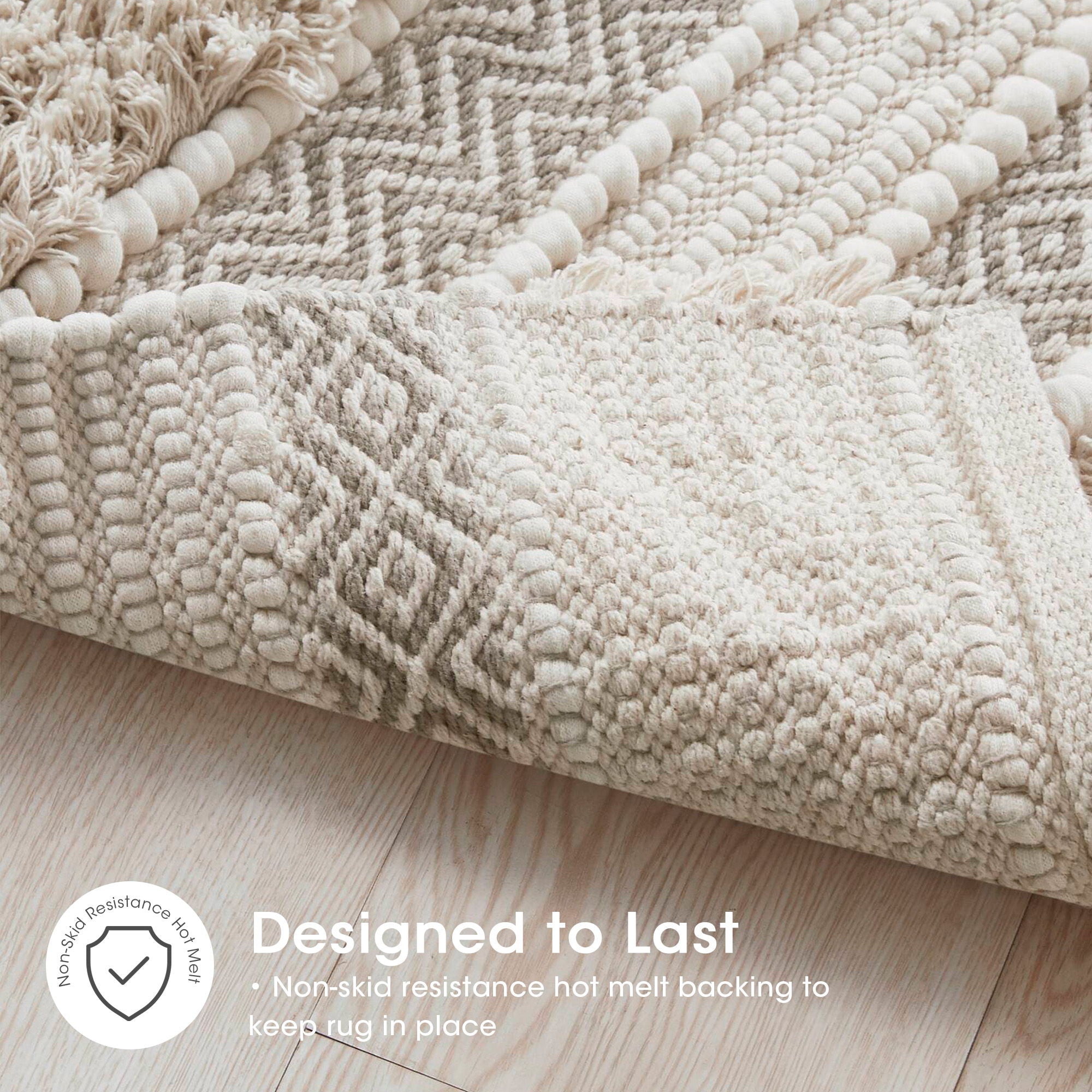 Asher - 22" x 58" Woven Texture Stripe Bath Rug - Natural