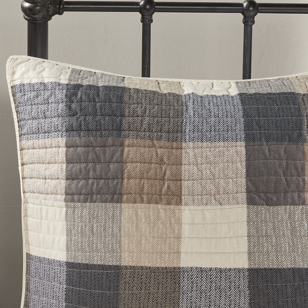 Ridge - King 6 Piece Herringbone Coverlet Set - Neutral