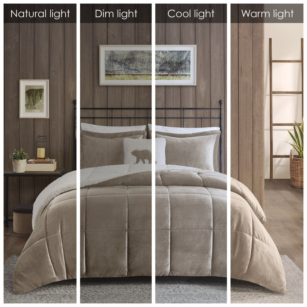 Alton - Down Alternative Comforter Set - Taupe / Ivory