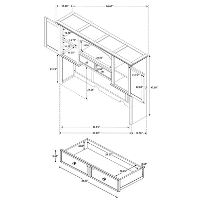 Stigham - 5 Drawer Credenza With Hutch - Oak