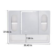 Wall Mounted Bathroom Mirror Cabinet With LED Lights, Anti Fog & Explosion Proof, Touch Control Medicine Cabinet, 3 Color Lighting - White