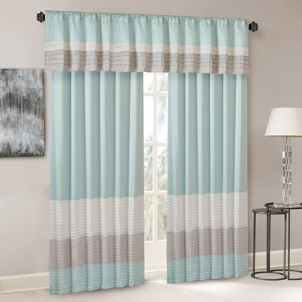 Amherst - Polyoni Pintuck Valance - Aqua