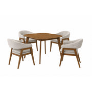 Miller - 5 Piece Set (39" Square Dining Table With 4 Arm Chairs) - Walnut / Gray