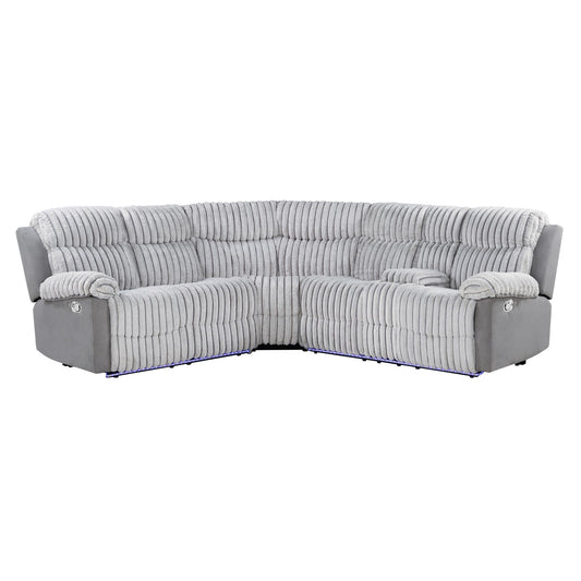 Bruni - Sectional Sofa With LED Lighting And Manual Recline - Gray