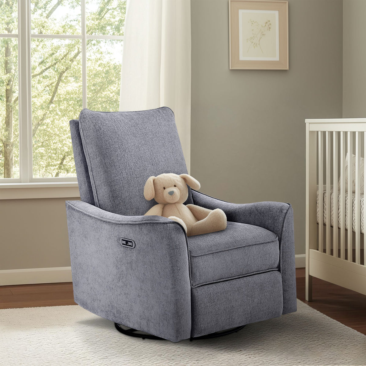 Cameron - Power Recliner 3-in-1 With Swivel, Glider, Charging Station - Gray