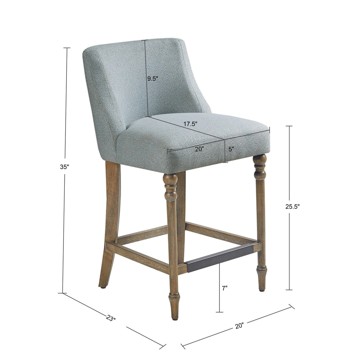 Delaney - 25" Upholstered Counter Stool - Blue
