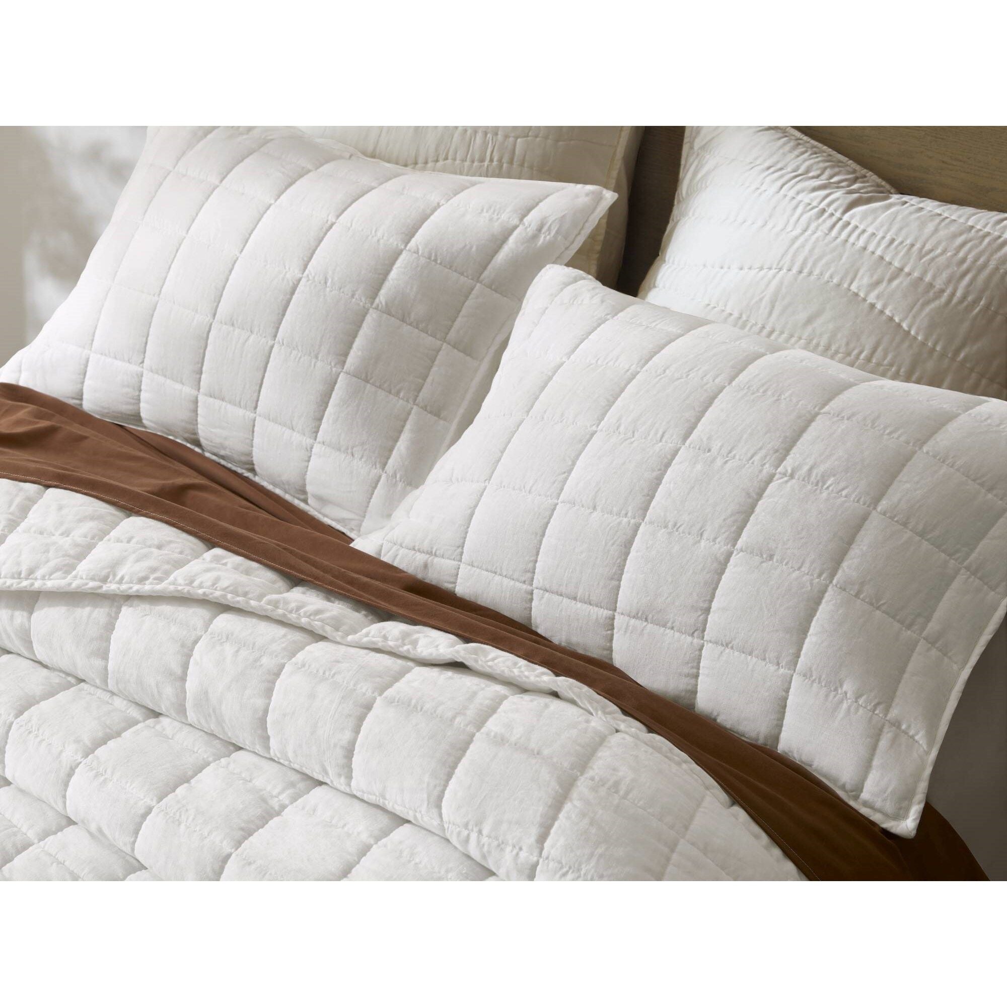 French Flax - Full/Queen Linen Garment Washed Quilt Set - White