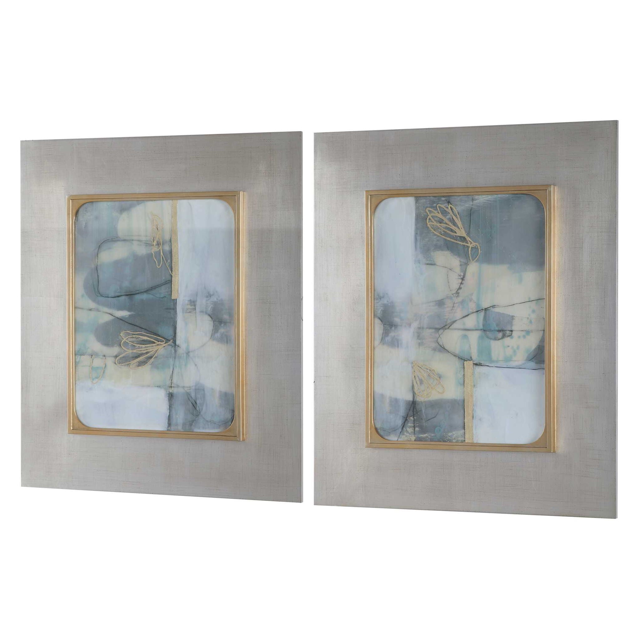 Gilded Whimsy - Abstract Prints (Set of 2) - Dark Gray