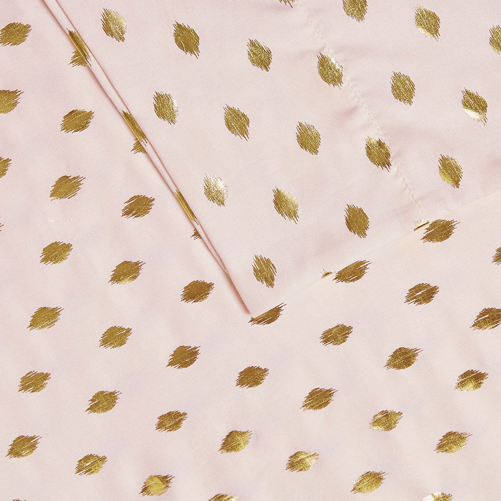 Metallic Dot - Twin Long Printed Sheet Set - Blush / Gold