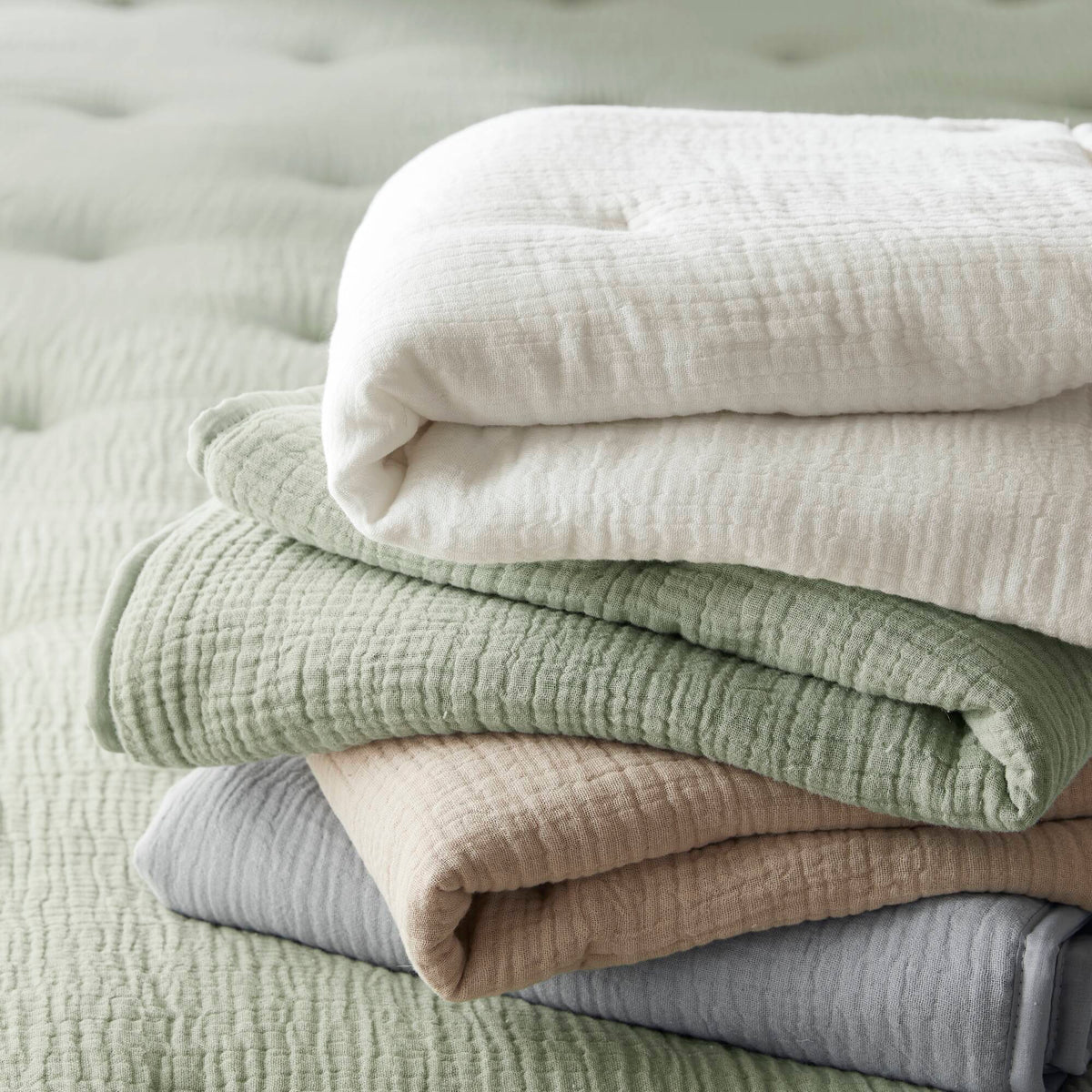 Breeze - Gauze Embroidered Euro Sham - Sage