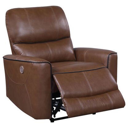 Denson - Upholstered Power Recliner Chair With USB Charging And Smooth Button Recline - Brown