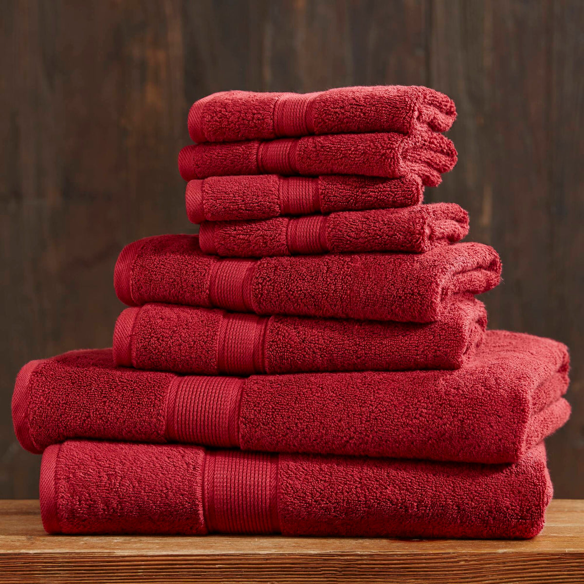 800GSM - Ultra-Soft Absorbent 8 Piece Towel Set - Bright Red