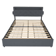 Bed With USB Charging Station, LED Lights, Headboard & Storage Drawers