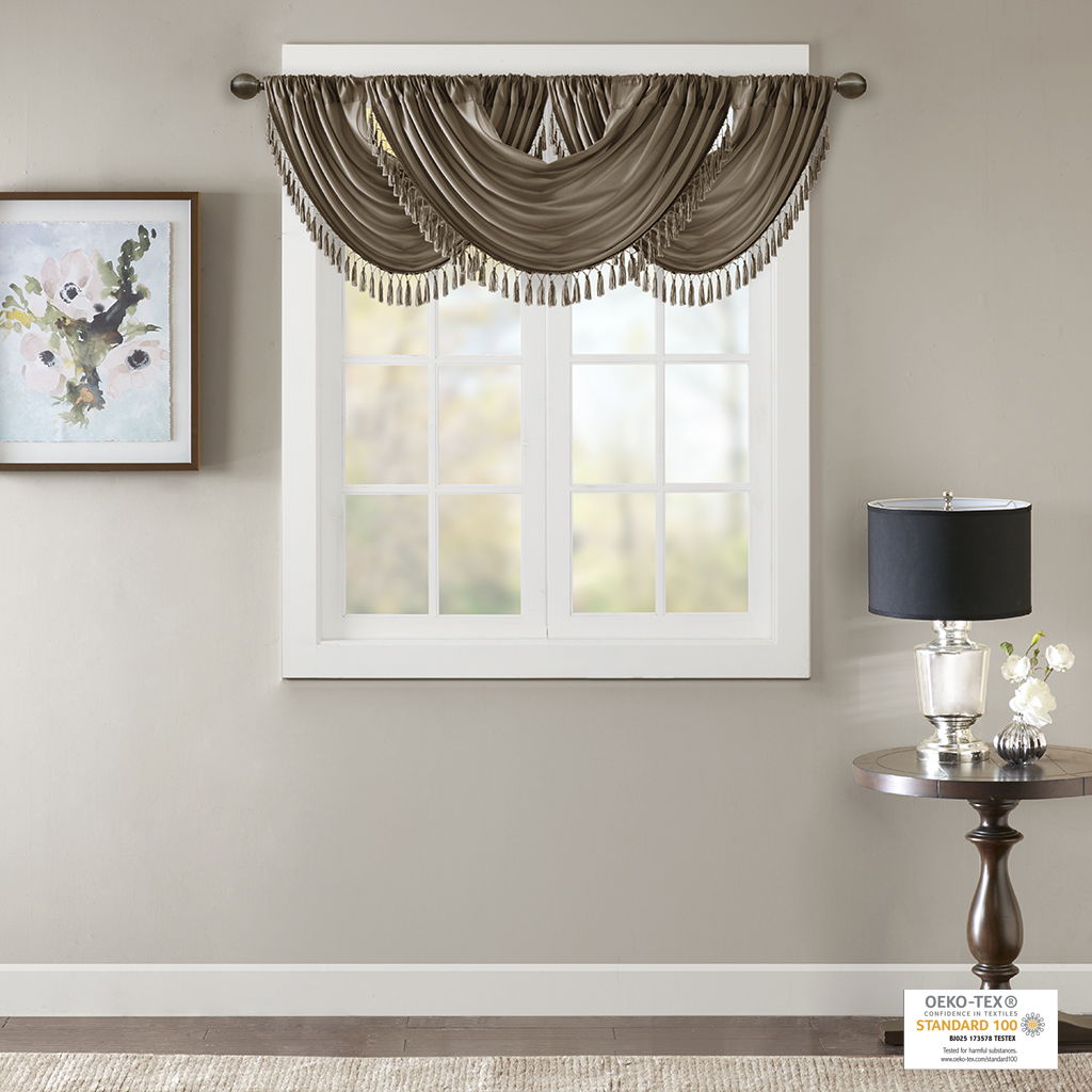 Elena - Waterfall Embellished Valance - Bronze
