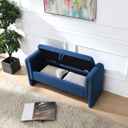 Modern Teddy Upholstered Large Bed End Bench With Arms And Storage