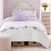 Tiffany - 4 Piece Twin/Twin Long Comforter Set - Purple / White