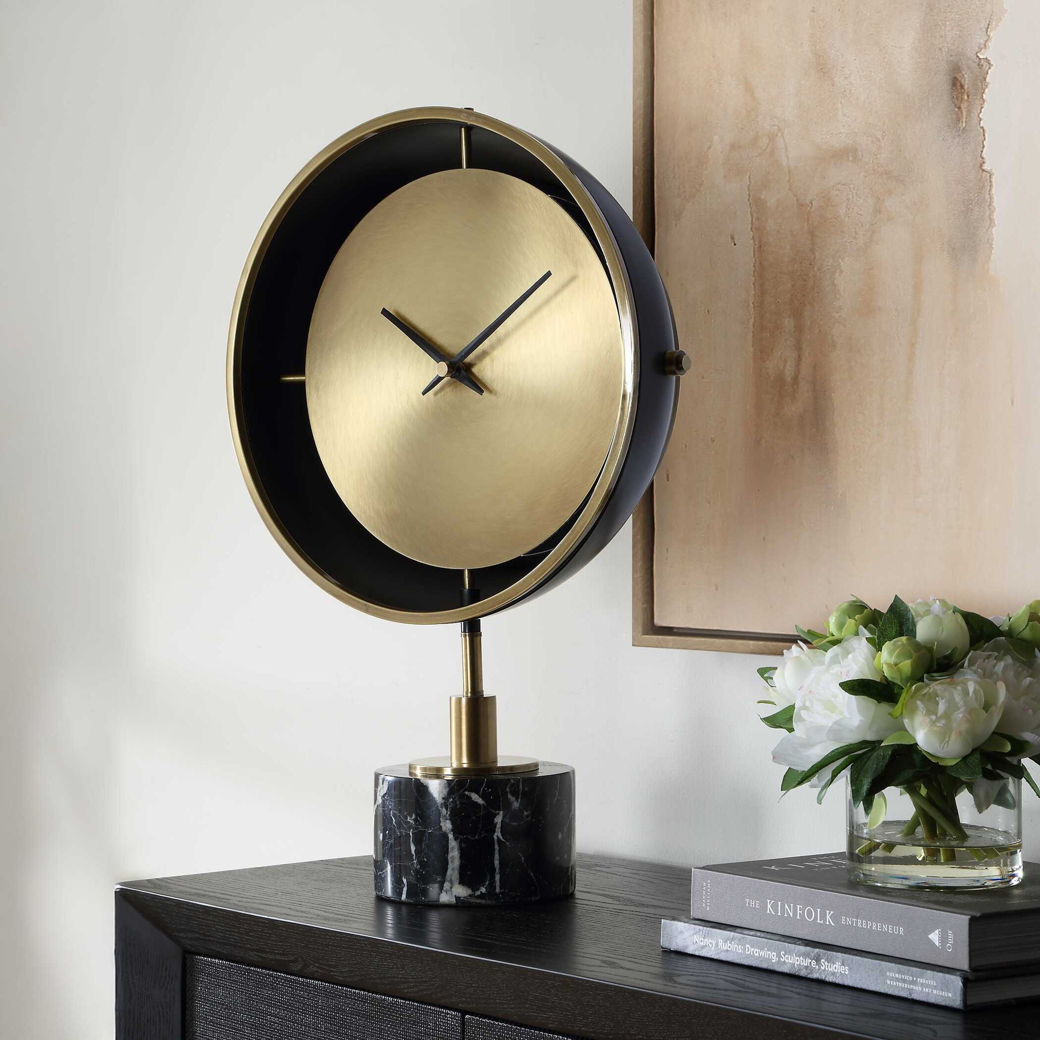 Velar - Modern Table Clock - Black / Gold