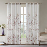 Cecily - Fabric Burnout Printed Window Panel - Mauve