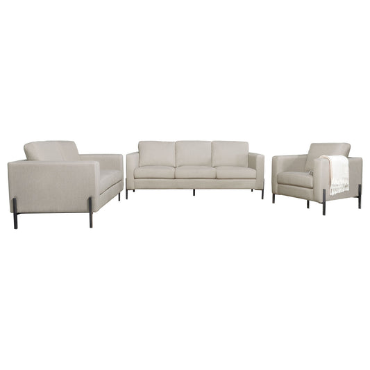 Tilly - 3 Piece Track Arm Sofa Set - Oatmeal