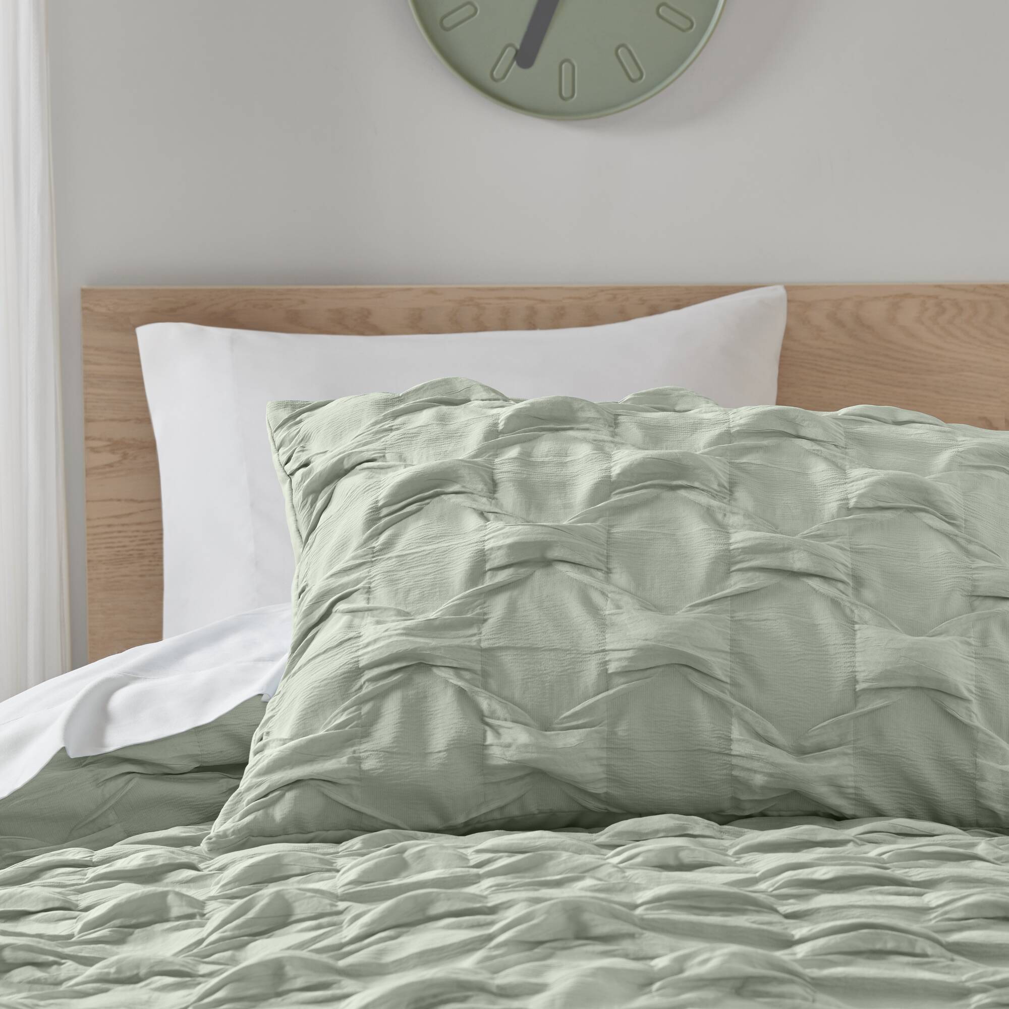 Bailey - King/California King Diamond Pucker Comforter Set - Green