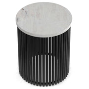 Demy - Metal Accent Table - White Marble / Black