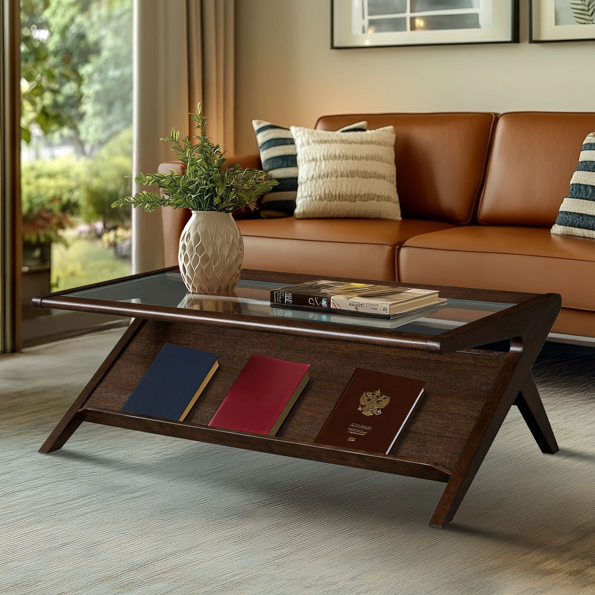 Rocket - & Tempered Glass Coffee Table - Morocco Brown