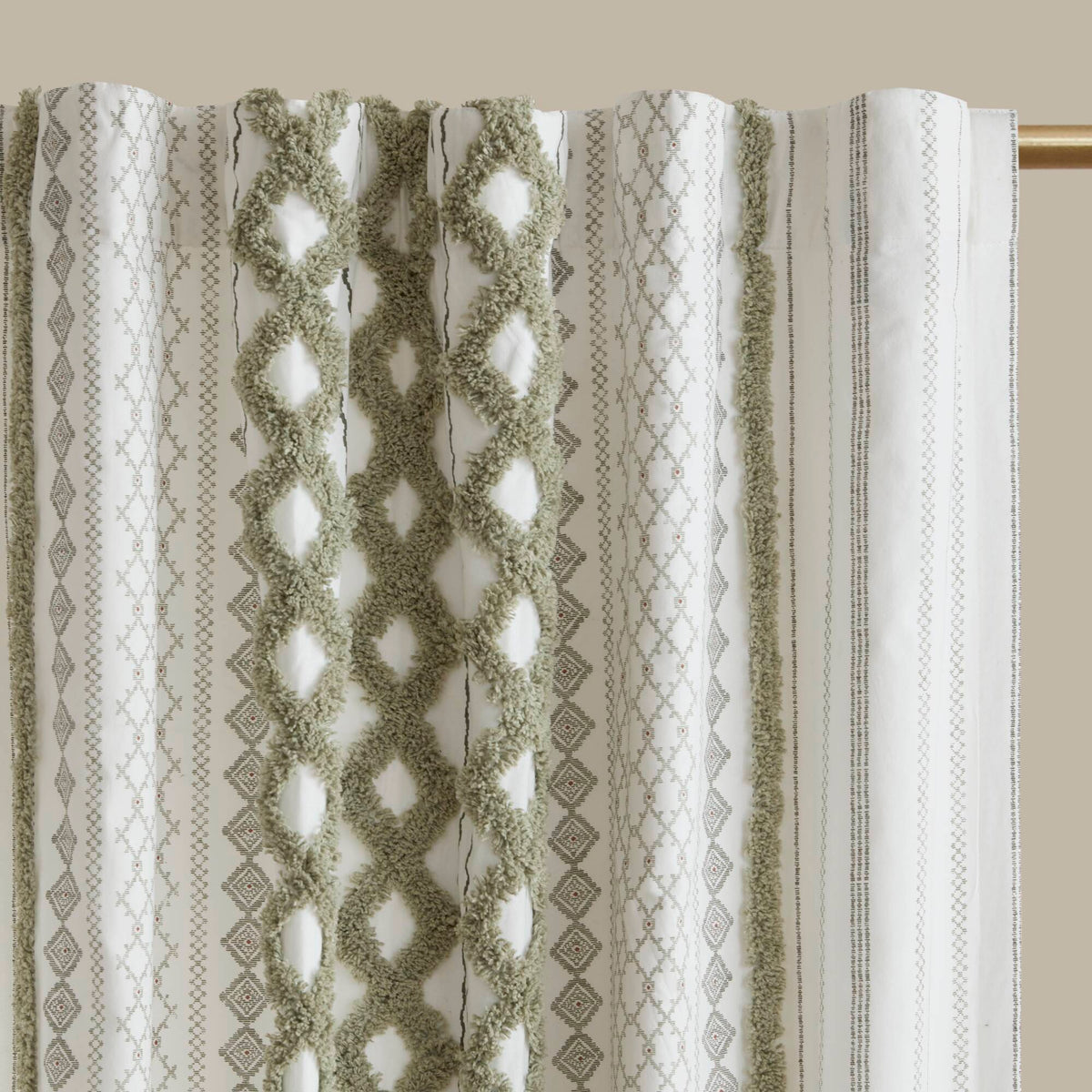 Imani - 50x84" Printed Curtain Panel With Stripe And Lining - Green