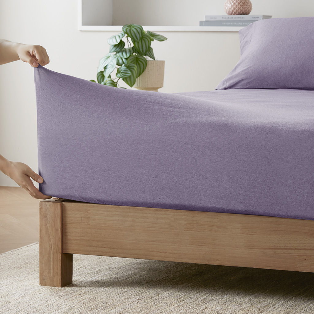 Cotton Blend Jersey Knit - Twin Long All Season Sheet Set - Purple